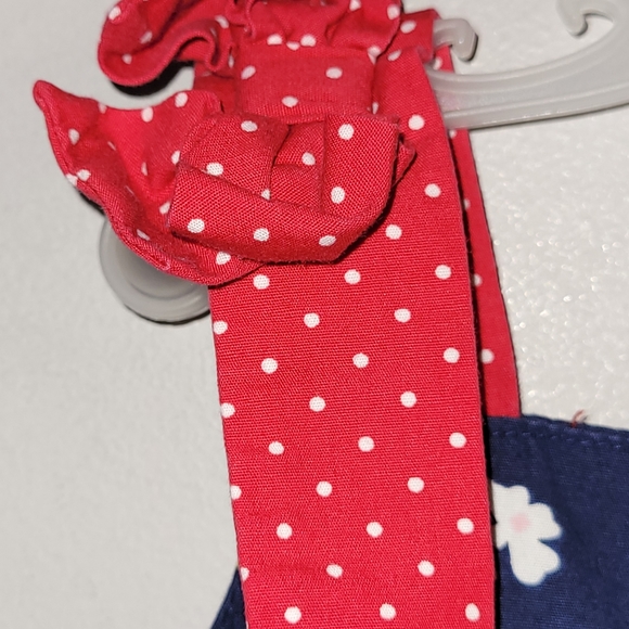 🍒 Vintage Gymboree Cherry Cute Navy & Red Print Dress Polkadot Trim 4T Sundress - Picture 5 of 6